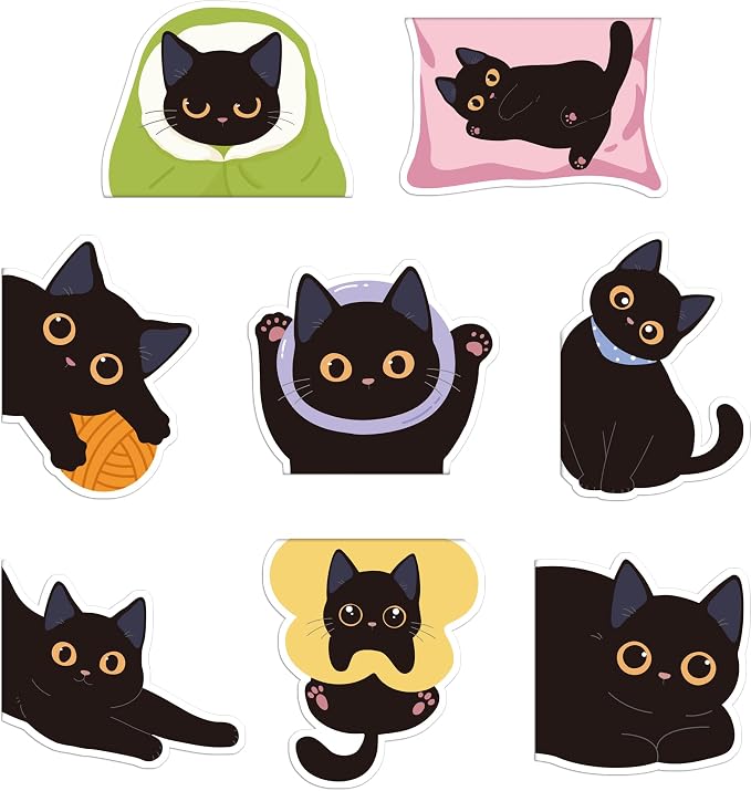 Cats Magnetic Bookmarks Gifts - 8 Pcs Black Cute Bookmark for Women Pet Animals Lovers Students Funny Page Clips Office Reading Accessories Bookworms Gift for Birthday Christmas