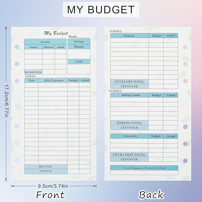 A6 Budget Planner Refill, 82 Sheet [2026] Colorful Weekly Monthly Planner Calendar Inserts 6 Hole Expense Budget for A6 Binder Cover, Money Envelopes Organizer for Wallet, Cash Saving -Leaf