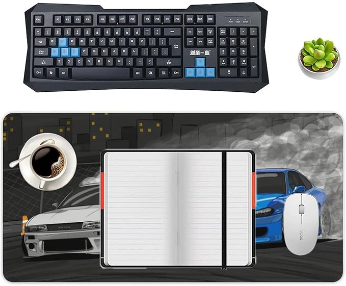 Large Mouse Pad Gaming Drifting S13 and S15 JDM Car Desk Mat Long Big Mousepad Extended Keyboard Computer Pad Office Desk Organizers and Accessories 30x60cm