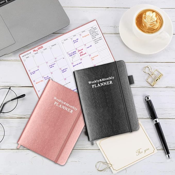 Hardcover Undated Planner for Any Year - Weekly & Monthly Planner & Journal to Track Goals, Perfect to Organize Your Daily Life, 5.85" x 8.25", Rose