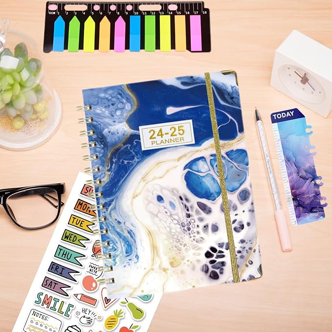 Monthly Schedule for 2024-2025, Daily Schedule with Labels for July 2024-2024 to June 2025, Weekly/Monthly Schedule for 2024-2025, Schedule with Notes and Stickers,8.5" x 6.2" (Style-3)