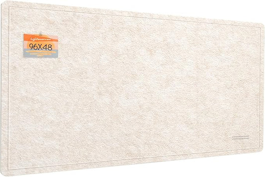 Lightomorrow Extra Large Bulletin Board - 96 x 48 Inches, Decorative Felt Pin Board for Wall - 8' x 4' Foldable Photo Display Board with Self-Adhesive Tape, Includes 20 Push Pins - Oatmeal