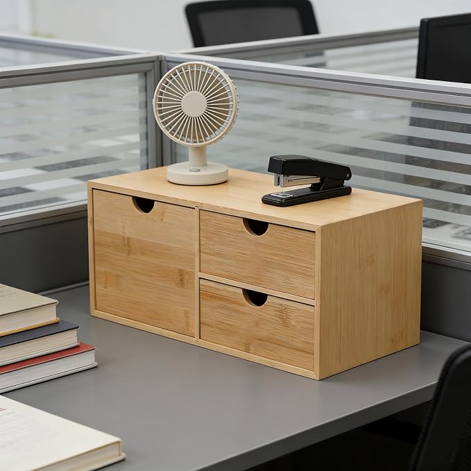 Gdrasuya10 Office Storage Supplies Table Organizer For Desk,Holder Desk Organizer Box With 3 Drawers Makeup Stationery Holder