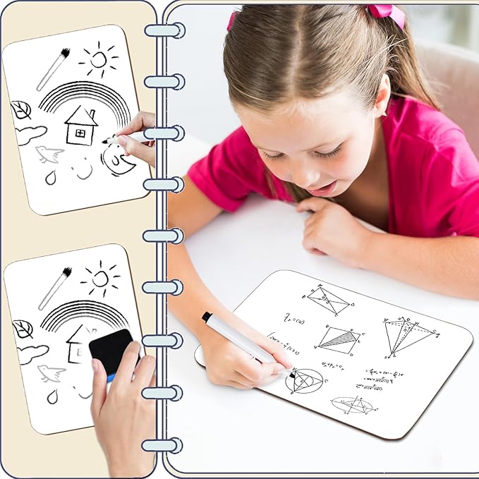 24 Pack Mini Dry Erase Board 6x9 Inch Small Wooden Portable White Boards Bulk with 24 Markers & 24 Erasers for Students Teachers Classroom Training Office Supplies