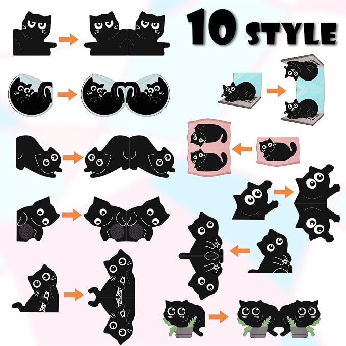 Black Cat Bookmarks, Tumwisk 10PCS Magnetic Bookmarks, Cute Bookmark Magnet Page Markers Bookmark Clips, Cat Gifts for Women, Book Marks for Reading, Book Accessories for Reading Lovers
