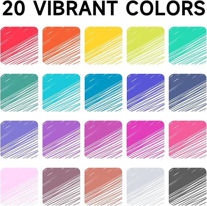 Lineon Erasable Gel Pens, 20 Colors Retractable Fine Point Erasable Pens Clicker, Fine Point(0.7mm), Assorted Color Inks, Make Mistakes Disappear for Drawing Writing Planner and Crossword Puzzles
