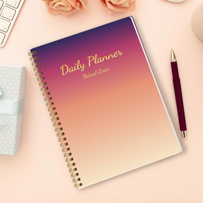 Undated Daily Planner Notebook, 80-Day To Do List Organizer with Hourly Schedule, Day on a Page Agenda Journal for Work, Life Tasks, Women and Men