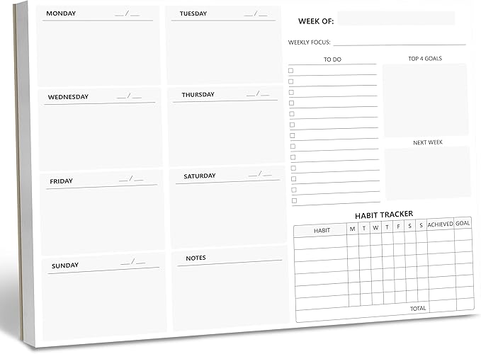90 Sheets Weekly Planner with Magnet, Magnetic Tear Off Planner Pad with Daily Schedule Checklist Notepad To Do List Pad with Top Priorities, To Do Lists & Habit Tracker for Office, School, Home