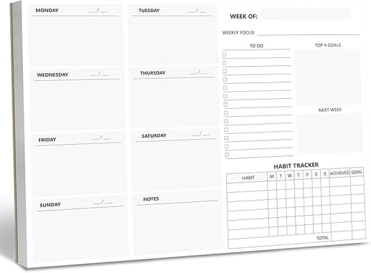 90 Sheets Weekly Planner with Magnet, Magnetic Tear Off Planner Pad with Daily Schedule Checklist Notepad To Do List Pad with Top Priorities, To Do Lists & Habit Tracker for Office, School, Home