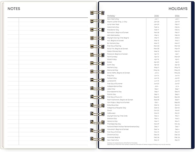 Blue Sky Perpetual Planner, Undated Planning Calendar, Daily Layout, 5" x 8", Open Ended Dating, Flexible Cover, Durable Twin Wire Binding, For Office and School, Tana