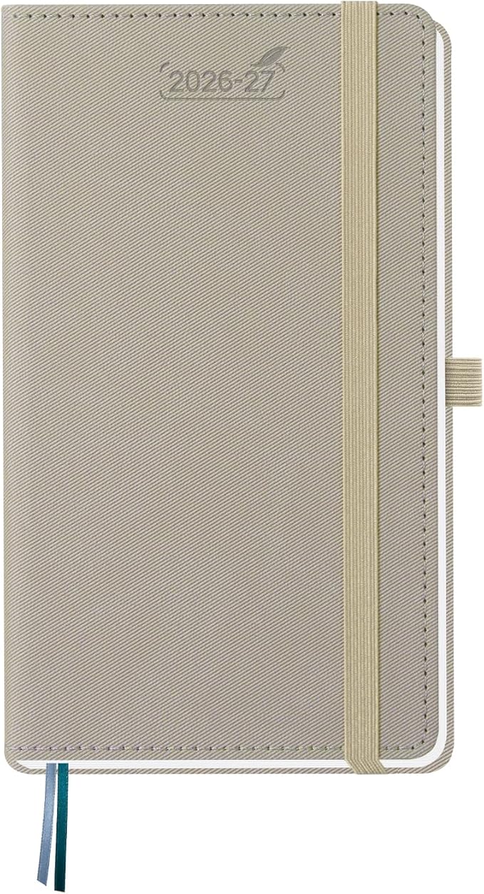 BEZEND Pocket Planner 2026-2027 Weekly and Monthly (3.75" x 6.75" Slim Size) 18-Month Academic Calendar Notebook (Jul 26-Dec 27), Ideal for Students & Professionals, PU Leather Hardcover -Gray