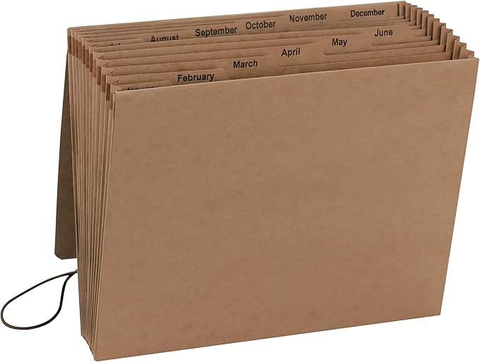 Smead Expanding File with Flap and Cord Closure, 12 Pockets, Monthly (Jan-Dec), Letter Size, Kraft (70186) (Pack of 5)