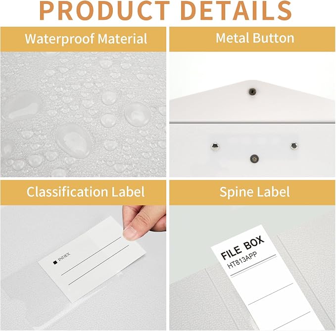 HUA JIE 2 Pack A4 Storage File Boxes Archives Case,65mm Spine,Box File Document Storage Box with Metal Clip for Office School -White