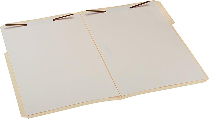 Amazon Basics Manila File Folders with Fasteners for Organized Filing, Letter Size, 100-Pack