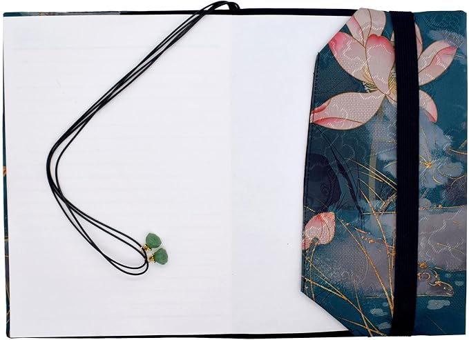 BLBMH A5 Journal Cover | Non-Stretch Fabric Notebook Sleeve with Bookmark, Handmade 5.5x8.3 Washable Privacy Protector for Paperback Bible Hardcover, Gift for Women - Lotus B