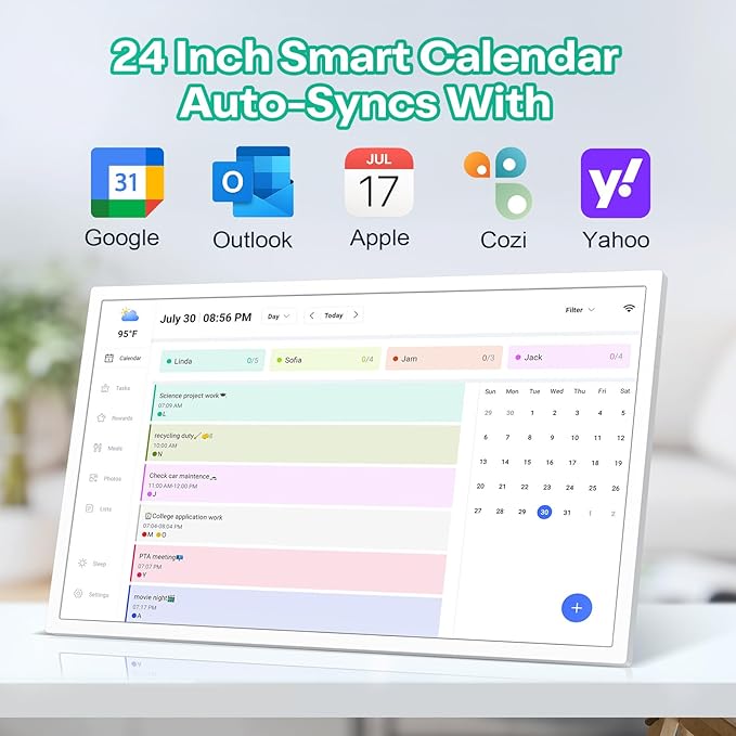 Digital Calendar, Smart WiFi Electronic Calendar&Chore Chart, IPS Touch Screen HD Display for Family Schedules, Share Moments Instantly from Anywhere (24)