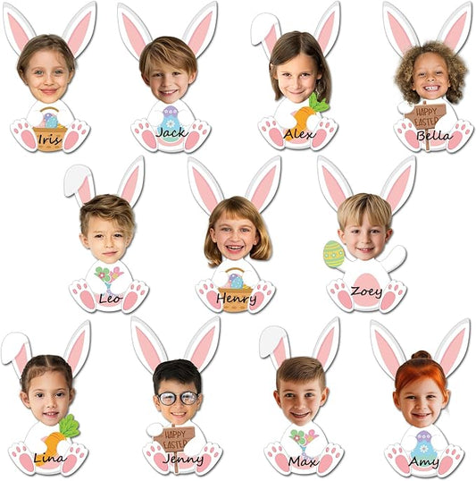 60Pcs Easter Bunny Paper Cutouts Bulletin Board Decorations White Rabbit DIY Photo Picture Crafts Cutouts Happy Spring Bunny Classroom Supplies for Kids School Chalkboard Home Birthday Wall Decor