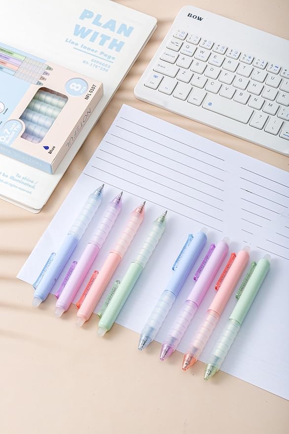 Black Ink Erasable Gel Pens, 0.7mm Fine Point Retractable Click Gel Writing Pens, Clean Erase Quick Dry for School Notes & Journaling, Students & Teachers