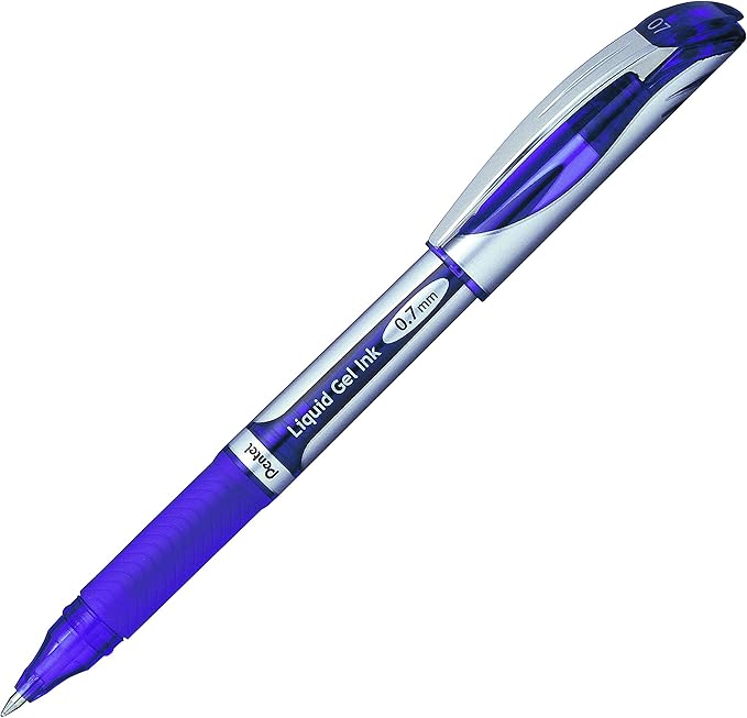 Pentel ENER-GEL Deluxe Liquid Gel Pen, Medium Line, Metal Tip, Violet Ink, Box of 12 (BL57-V)