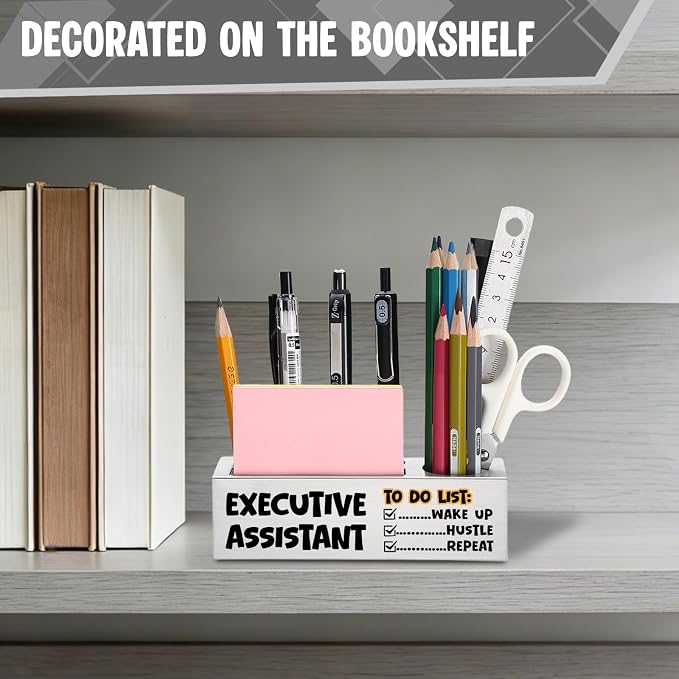 FOKCBOCM Executive Assistant Pen Holder with To Do List Humor, Stainless Steel Desk Organizer for Administrative Office Decor, Assistant Appreciation Workspace Gift-DS131