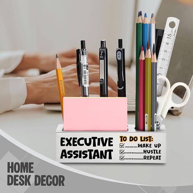 FOKCBOCM Executive Assistant Pen Holder with To Do List Humor, Stainless Steel Desk Organizer for Administrative Office Decor, Assistant Appreciation Workspace Gift-DS131