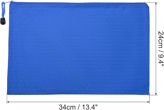 PATIKIL Waterproof Zipper File Bags, 3 Pack A4 Document Holders Pencil Pouch for Office, Blue