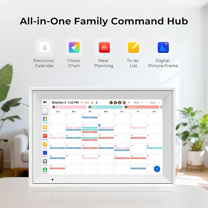 10.1'' Digital Calendar & Chore Chart - Smart Interactive Display for Family Schedules, 1280 * 800P IPS HD Touchscreen Electronic WiFi Planner
