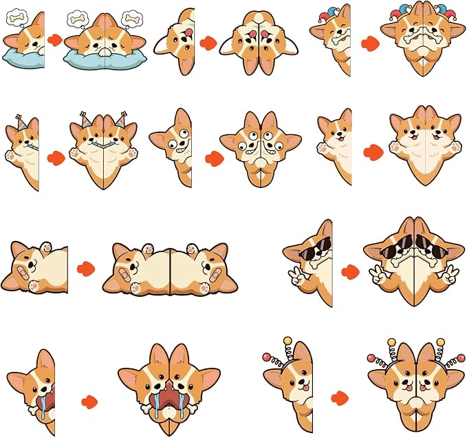 TheClover Peeking Corgi Magnetic Bookmarks – Set of 10 Cute Dog Page Clips, Fun Corgi Gifts for Book Lovers, Creative Reading Accessories for Office and Journals