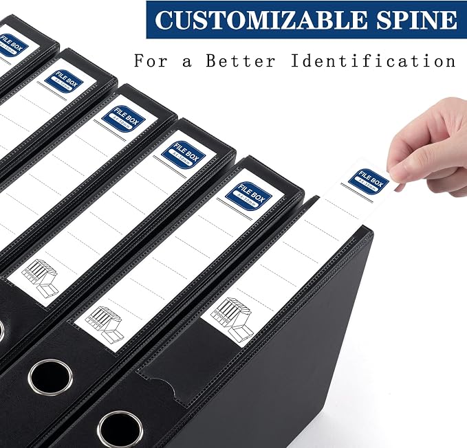Storage File Boxes 6 Pack, Foldable File Boxes with Lid, 50mm Spine, Archives Cases with Magnetic Closure & Clip, Plastic Document File Folder Paper Storage Organizer, Black