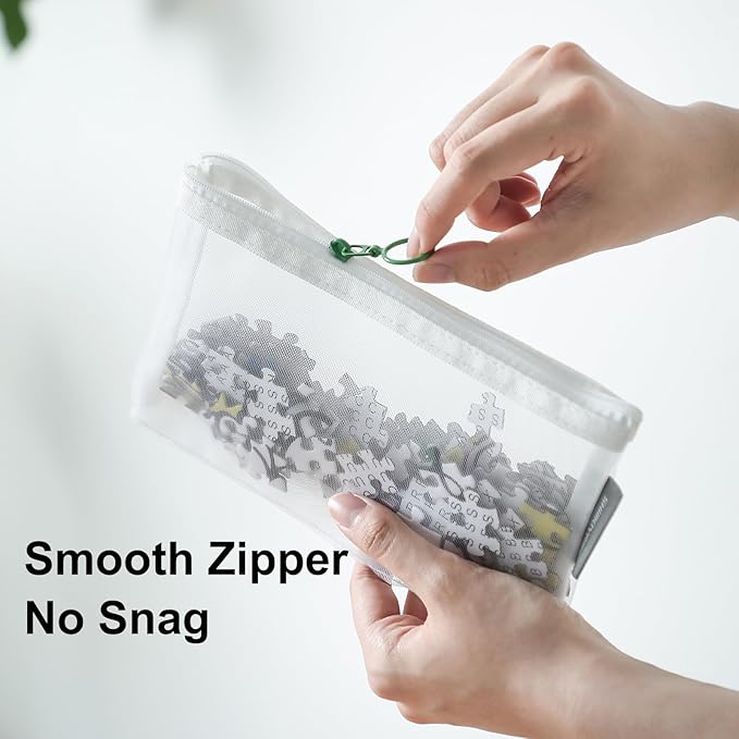 SHIMOYAMA Mesh Storage Bag Set, 3Pcs 3-Size Double Nylon Mesh Bags for Lego Bricks, Puzzles, A4/5/6 Zipper Pouch for Home/School/Office Use