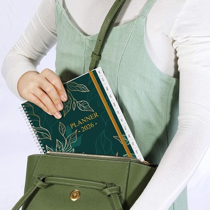2026 Planner - Planner 2026 from January 2026 - December 2026, Monthly and Weekly Calender with 12 Tabs, 8.5" x 11", Green Leaf