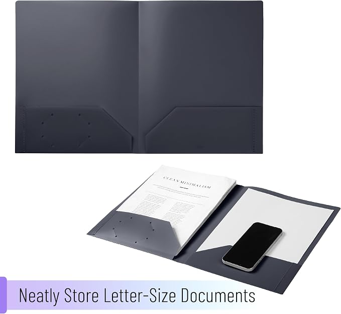 Mr. Pen- Plastic Folders with Pockets, 5 pcs, Aesthetic File Folder with Business Card Slot, 2-Pocket Folder, Back to School, Office, Filing Supplies