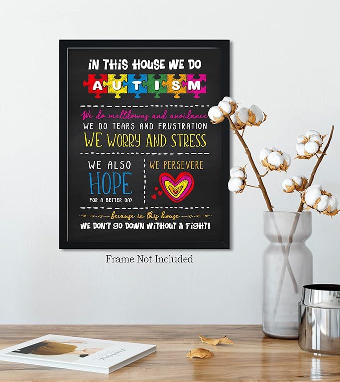 In This House We Do Autism | Autism Awareness Decor | Autism Classroom | Boho Rainbow Decor Classroom | Autism Sign | Autism Art Wall Decor Classroom | Autistic decorations - 8x10 unframed print