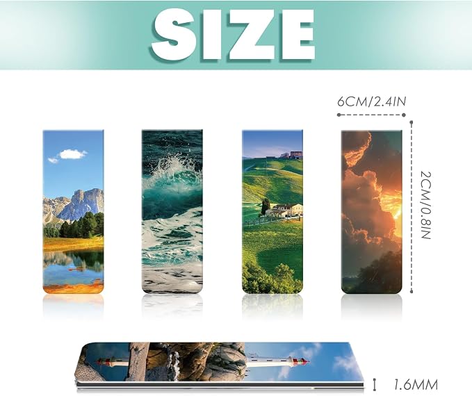 30 Pieces Bookmark, Magnetic Bookmarks for Women, Men, Book Lovers, Bookmarks Bulk for Students Teachers Reading, Natural Landscape Bookmark