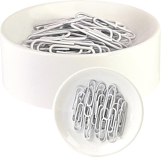 Blue Feather Products, Inc. Clipwell Magnetic Paper Clip Holder - Easy Toss & Pick-Up - Holds Various Metal Parts - Powerful Sweep-Up Magnet - Ideal Locker Accessory & Home & Office Organizer - White