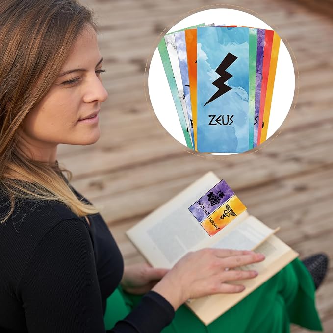 Wxiben Greek Mythologies Magnetic Bookmark - 28PCS Olympians Gods Magnetic Bookmarks The Gods of Ancient Greece Book Marks Page Magnets Marker Clip for Book Lovers Student Teacher Reading Bookish Gift