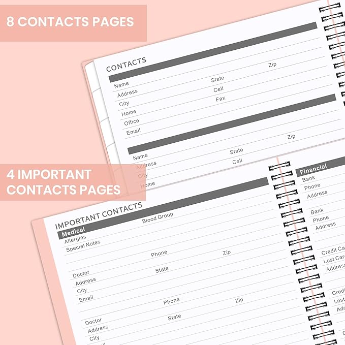 Monthly Planner 2026-2027 - JUL 2026 - DEC 2027, 9" × 11" Monthly Calendar, Planner 2026-2027, 18-Month Calendar Planner with Colorful Tabs, Thick Paper, Pocket, Label, Twin- Wire Binding- Pink
