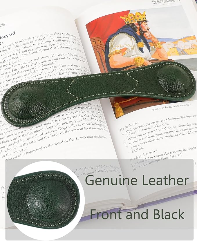 Weighted Bookmark - Leather Book Page Weight Book Weights Holder for Hands-Free Reading Paper Weights for Cookbooks Crafts Music Books (01Green)
