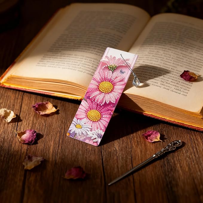4pcs Lavender Diamond Painting Bookmark, 5D DIY Diamond Art Bookmarks with Butterfly Flower Design Beaded Rhinestone Diamond Art Kits for Adult Crafts Reading Women Beginner Birthday Gift