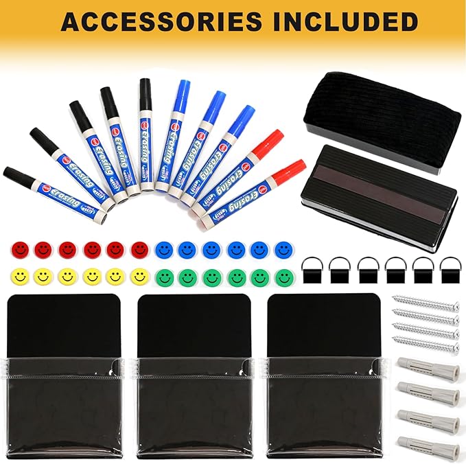 96"X48" Large Magnetic Whiteboard - 8x4 Feet Non-Reflective Coated Surface, Foldable Dry Erase Board, Black Aluminum Frame ，Suitable for Training Rooms and (Professional Accessory Set)