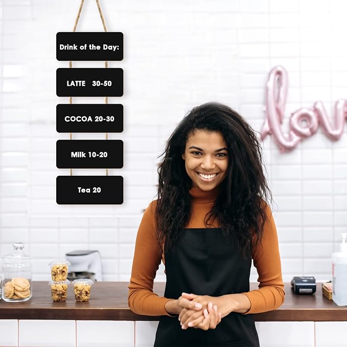 Double Sided Hanging Chalkboard Signs Wooden Erasable Message Board Rustic Chalkboard Hanging Signs Rectangle Message Memo Display with Rope for Wedding Bar Restaurant Kitchen Wall(1 Set)