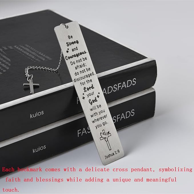 6PCS Metal Christian Bookmarks with Inspirational Bible Verses Stainless Steel Cross Pendant Tassel，Religious Gift Accessories for Church Readers Believers (Bible Verses)