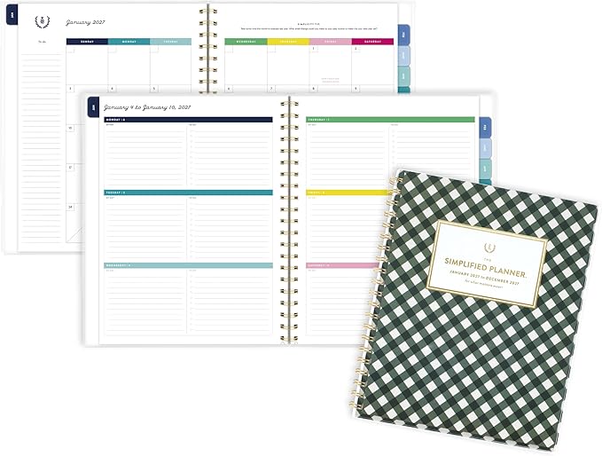 AT-A-GLANCE 2027 Planner, Simplified by Emily Ley, Weekly & Monthly, 8.5" x 11", Customizable, Camp Gingham (EL58-901-27)
