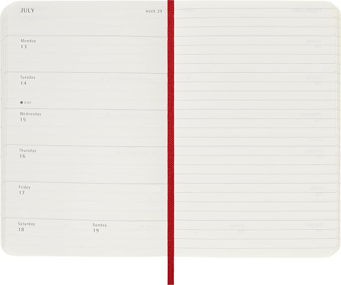 Moleskine Classic 12 Month 2026 Weekly Planner, Soft Cover, Pocket (3.5" x 5.5"), Scarlet Red, 144 pages