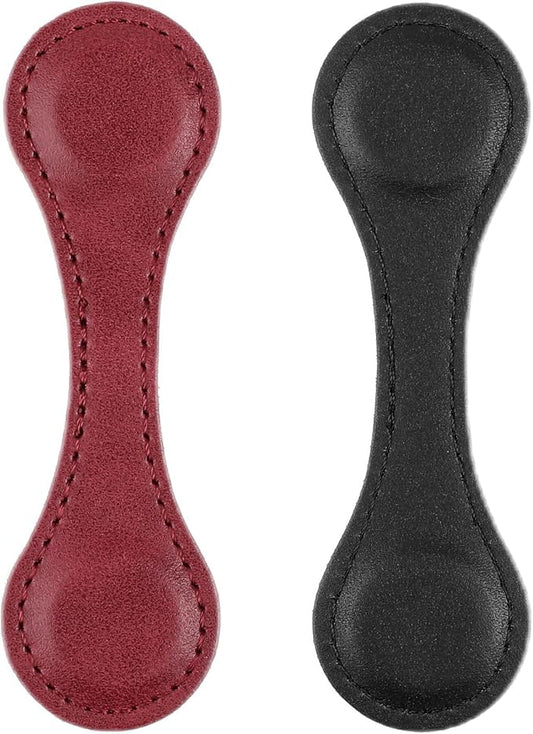 Dimeho 2 Pcs Leather Magnet Bookmark Retro Book Page Holder Vintage Page Marker Clip Handmade Cute Reading Accessories for Women Bookworm Book Lovers Reader Gift(Black+red)