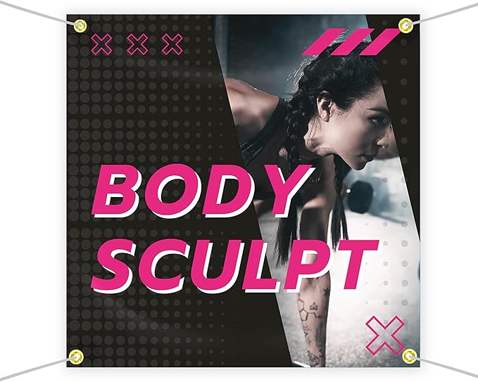 Body Scullpt Large Banners and Signs for Outdoor by Mavis Printing-Polyester Banner with 4 Holes for Easy Hang Indoor & Outdoor|4x1 Feet HD Print Sign to Promote Church| Made in USA