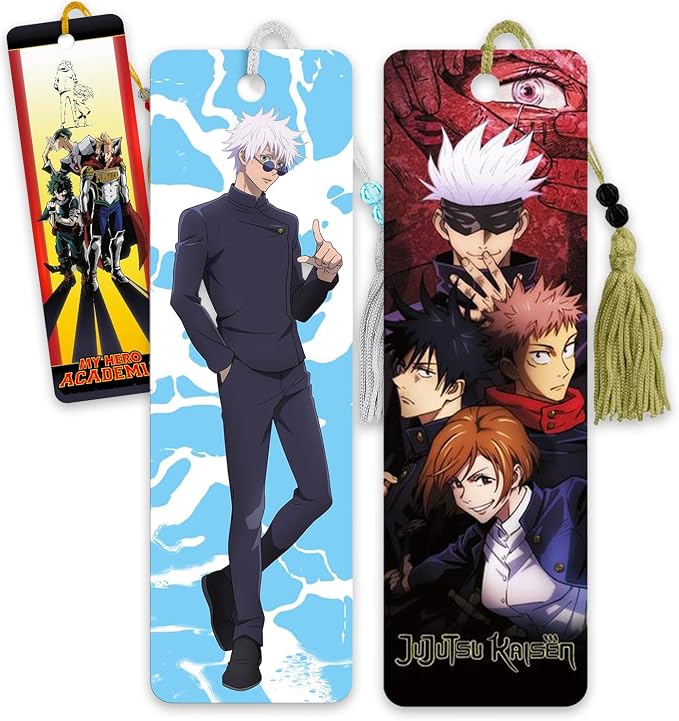 Jujutsu Kaisen Bookmark Set - Bundle with 2 Anime Bookmarks Featuring Gojo, More | Jujutsu Kaisen School Supplies for Kids, Girls, Boys