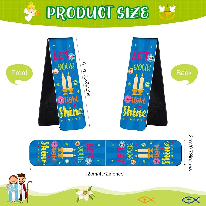 Harloon 48 Pcs Christian Bookmarks Bible Verses Magnetic Bookmarks Religious Inspirational Book Clips Bible Scripture Magnets Christian Gifts for Sunday School Vbs Classroom Reward(Cute)