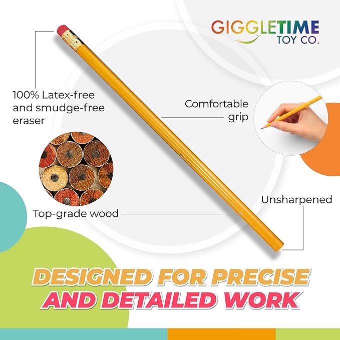 GRAPHITE Round Misprint Set – 2 HB Lead, Unsharpened with Erasers | Great for Drawing, Crafts, Gifts & Classroom Use – Box of 144