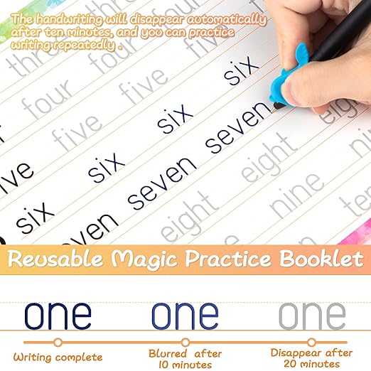 Magic Practice Copybook, Reusable Writing Practice Book, for Preschool Kids Age 3-8 Calligraphy (4 Books with Pens)